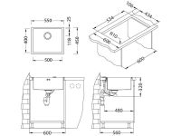 Мойка для кухни Alveus QUADRIX MONARCH 50 с выпуском без сифона 55х45х20 см схема 11