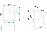 Мойка для кухни Alveus PURE 20 KMB-90 в комплекте с сифоном 46,5х52,5 см схема 3
