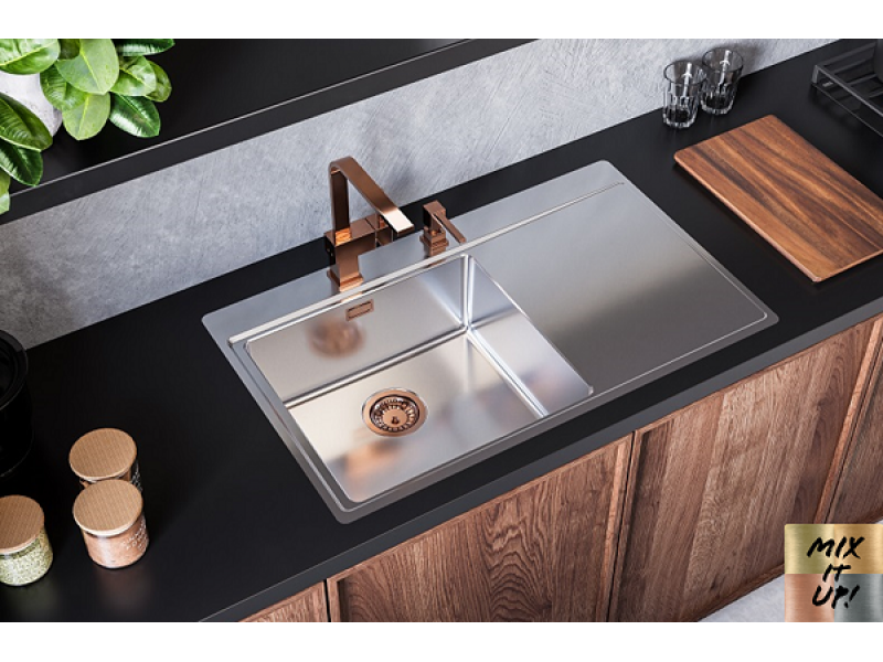 Мойка для кухни Alveus PURE 50L KMB-90 левая в комплекте с сифоном 86х52,5 см ФОТО