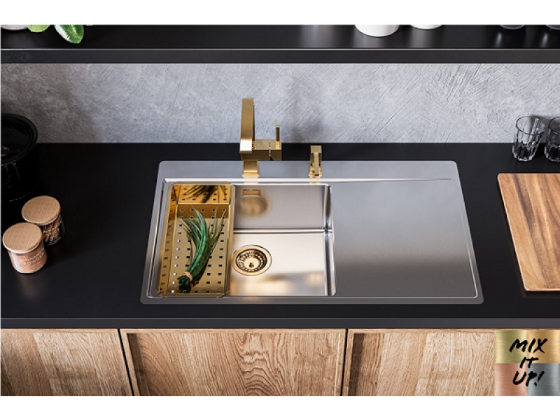 Мойка для кухни Alveus PURE 50R KMB-90 правая в комплекте с сифоном 86х52,5 см ФОТО