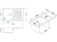 Мойка для кухни Alveus SENSUAL 30 GRANITAL+ с сифоном 85х52х20 см схема 8