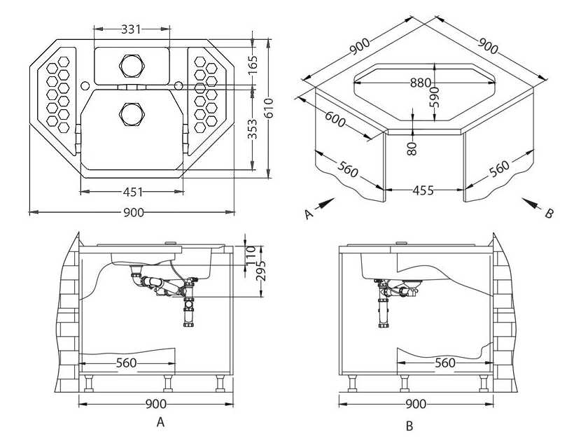 Мойка для кухни Alveus SENSUAL 60 GRANITAL+ 1+1/2 с сифоном 90х61х20 см ФОТО