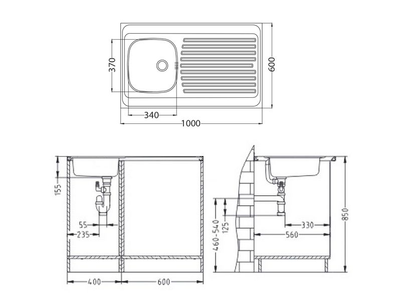 Мойка для кухни накладная Alveus CLASSIC 70 NAT в комплекте с сифоном 100х60 см ФОТО