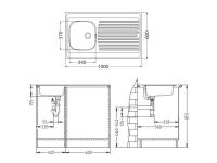 Мойка для кухни накладная Alveus CLASSIC 70 NAT в комплекте с сифоном 100х60 см схема 2