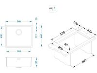 Мойка для кухни Alveus KOMBINO 50 KMB 90 FI F/S в комплекте с сифоном 54,2х44,2 см схема 6