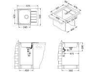 Мойка для кухни Alveus LINE 110 NAT 90 FI в комплекте с сифоном 61,5х50 см схема 3