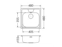 Мойка для кухни Alveus GENESIS ALLUX 70 в комплекте с сифоном 48х48 см схема 3