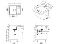 Мойка для кухни Alveus GALEO 10 SAT 90 FI в комплекте с сифоном 61,5х50 см схема 5