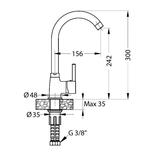 Смеситель для кухни Alveus GENESIS KARINA CHR 1129034 схема 2 Смеситель для кухни Alveus GENESIS KARINA CHR 1129034 схема 2