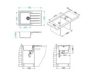 Мойка для кухни Alveus GRANITAL CADIT 20 в комплекте с сифоном 79х50 см схема 13