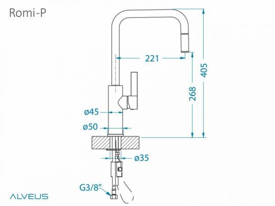 Смеситель для кухни Alveus ROMI-P CHR 1132176 схема 7