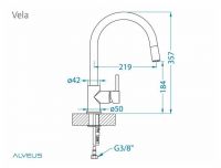 Смеситель для кухни Alveus VELA - P CHR 1132183 схема 2 Смеситель для кухни Alveus VELA - P CHR 1132183 схема 2