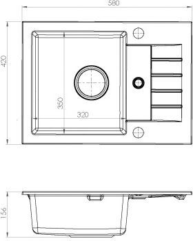 Мойка для кухни Alveus GRANITAL GENESIS AMARO 30 58х42х14 см схема 3