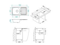 Мойка для кухни Alveus BASIC 150 NAT-90 NEW в комплекте с сифоном 78х43,5 см схема 4