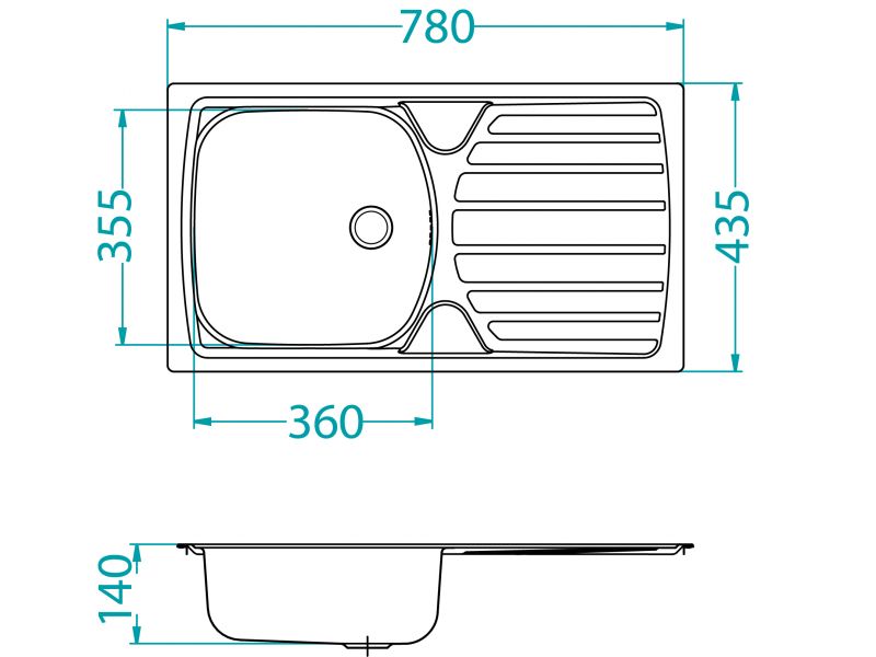 Мойка для кухни Alveus BASIC 170 NEW в комплекте с сифоном 78х43,5 см ФОТО