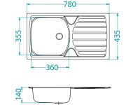 Мойка для кухни Alveus BASIC 170 NEW в комплекте с сифоном 78х43,5 см схема 3
