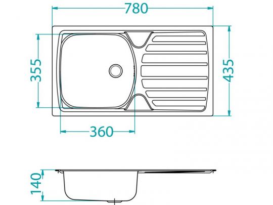 Мойка для кухни Alveus BASIC 170 NEW в комплекте с сифоном 78х43,5 см схема 3