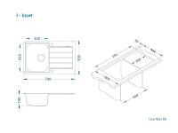 Мойка для кухни Alveus LINE MAX 80 SAT-90 в комплекте с сифоном 79х50 см схема 9