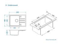 Мойка для кухни Alveus GRANITAL INTERMEZZO 40 в комплекте с сифоном 68х48х20 см схема 11