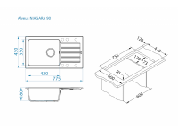 Мойка для кухни Alveus GRANITAL NIAGARA 90 в комплекте с сифоном 77,5х43х18 см схема 10