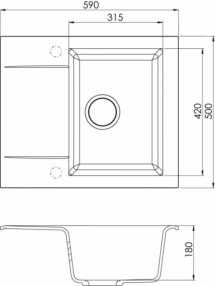 Мойка для кухни Alveus GEM 20 GRANITAL в комплекте с сифоном 59х50х18 см ФОТО