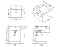 Мойка для кухни Alveus PURE 20 new KMB-90 в комплекте с сифоном 46,5х52,5 см схема 3 Мойка для кухни Alveus PURE 20 new KMB-90 в комплекте с сифоном 46,5х52,5 см схема 3