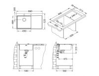 Мойка для кухни Alveus PURE 50R new KMB-90 правая в комплекте с сифоном 86х52,5 см схема 6