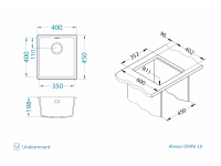 Мойка для кухни Alveus OMNI 10 GRANITAL с сифоном 40х45х19,8 см схема 16