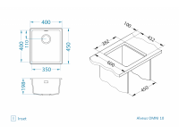 Мойка для кухни Alveus OMNI 10 GRANITAL с сифоном 40х45х19,8 см схема 17