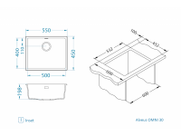 Мойка для кухни Alveus OMNI 30 GRANITAL с сифоном 55х45х19,8 см схема 17