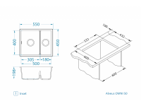 Мойка для кухни Alveus OMNI 50 GRANITAL 55х45х19,8 с сифоном схема 13 Мойка для кухни Alveus OMNI 50 GRANITAL 55х45х19,8 с сифоном схема 13