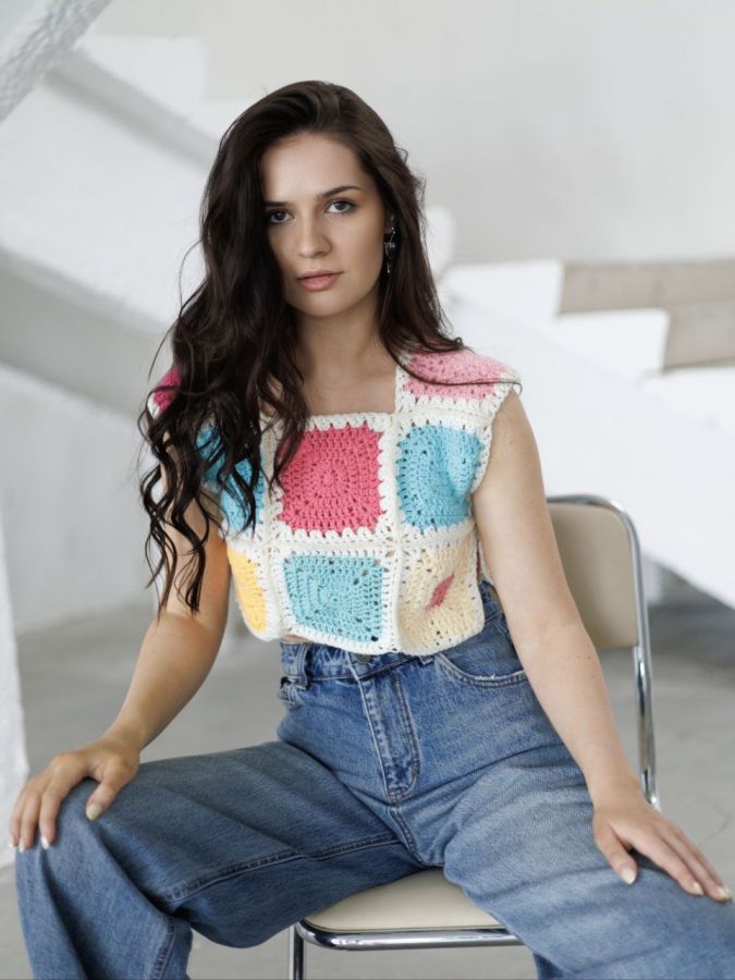 Жилетка вязаная кроше