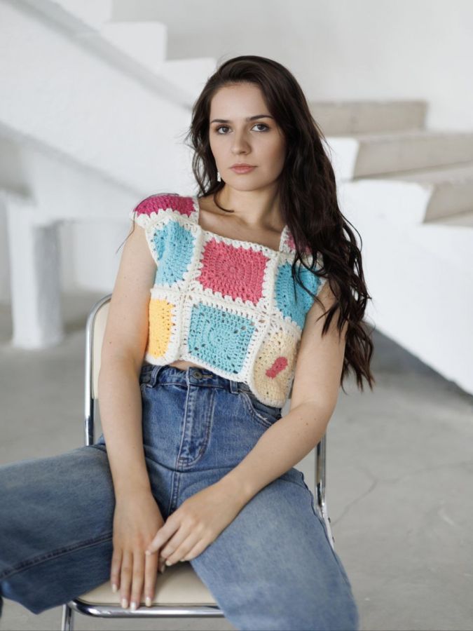 Жилетка вязаная кроше