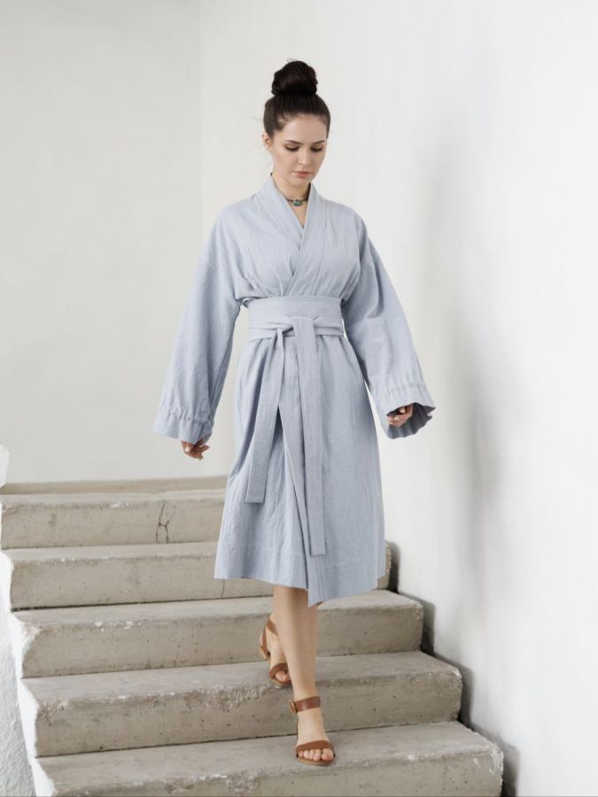 Кимоно из крапивы серо-голубое