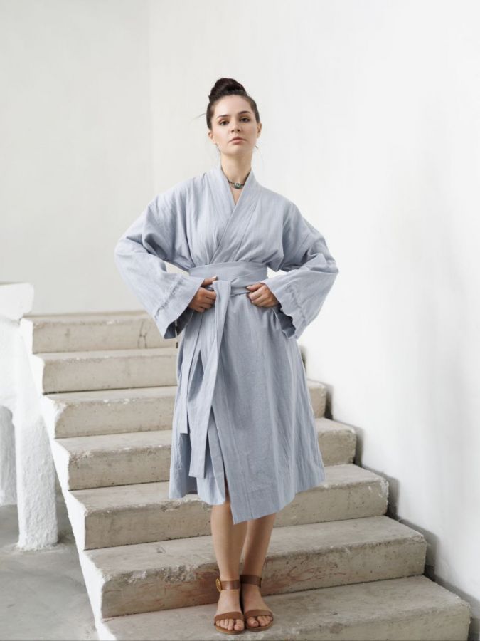 Кимоно из крапивы серо-голубое