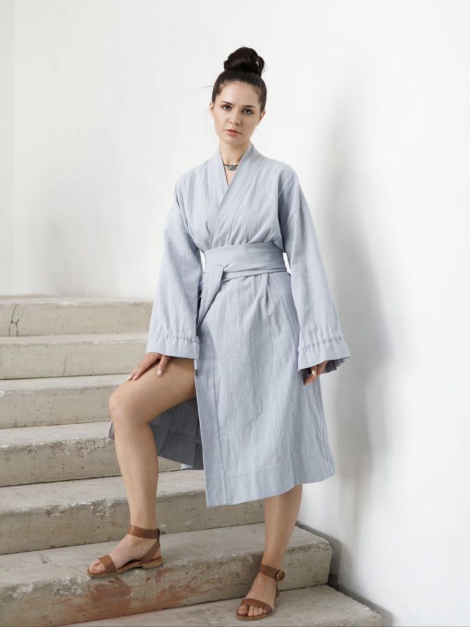 Кимоно из крапивы серо-голубое
