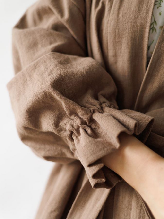 Жакет кимоно из крапивы мокко с регулируемыми рукавами