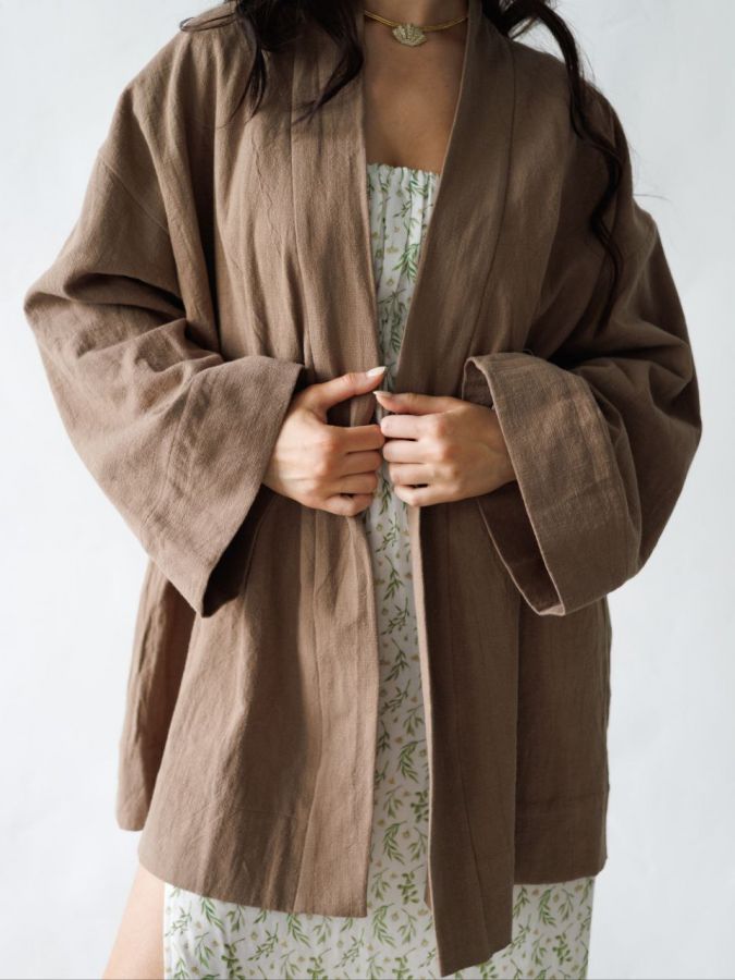 Жакет кимоно из крапивы мокко