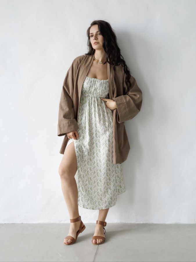 Жакет кимоно из крапивы мокко