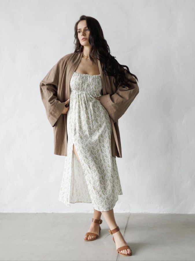 Жакет кимоно из крапивы мокко