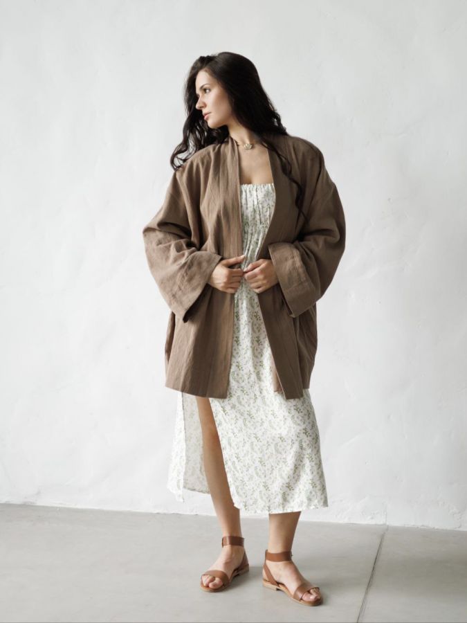 Жакет кимоно из крапивы мокко