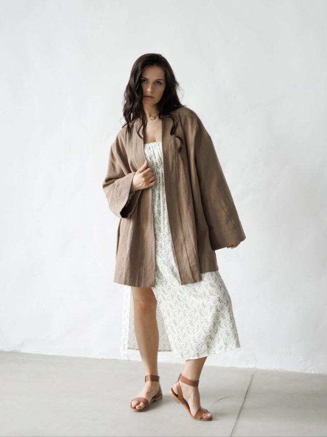 Жакет кимоно из крапивы мокко