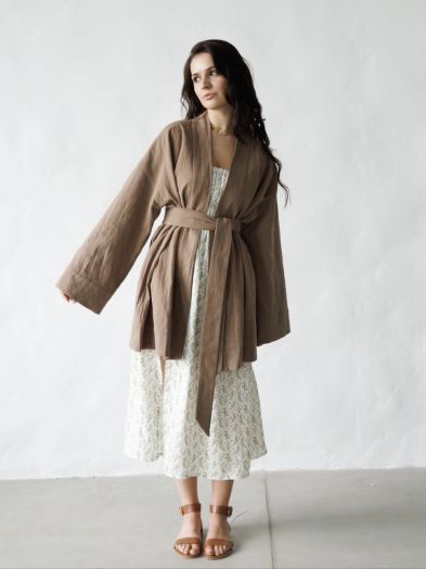 Жакет кимоно из крапивы мокко