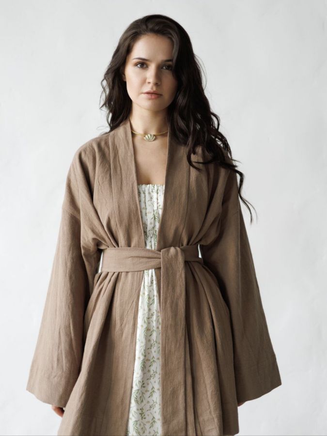 Жакет кимоно из крапивы мокко