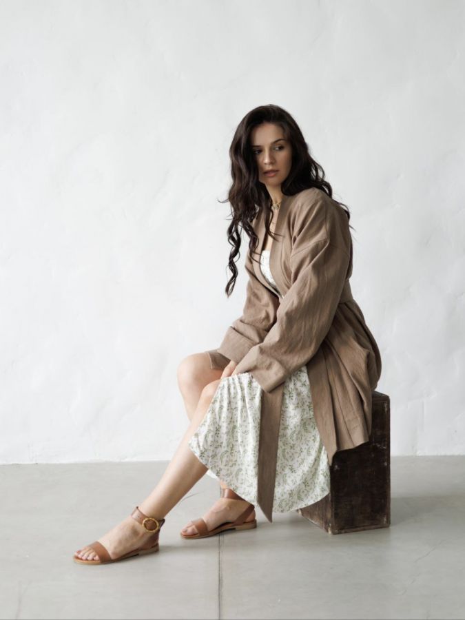 Жакет кимоно из крапивы мокко