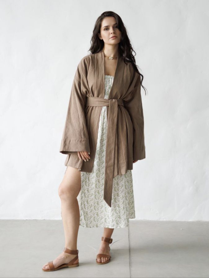 Жакет кимоно из крапивы мокко