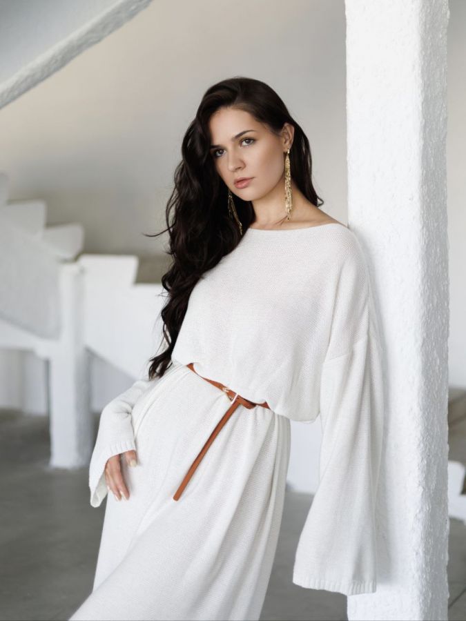 Платье Ondata вязаное молочное