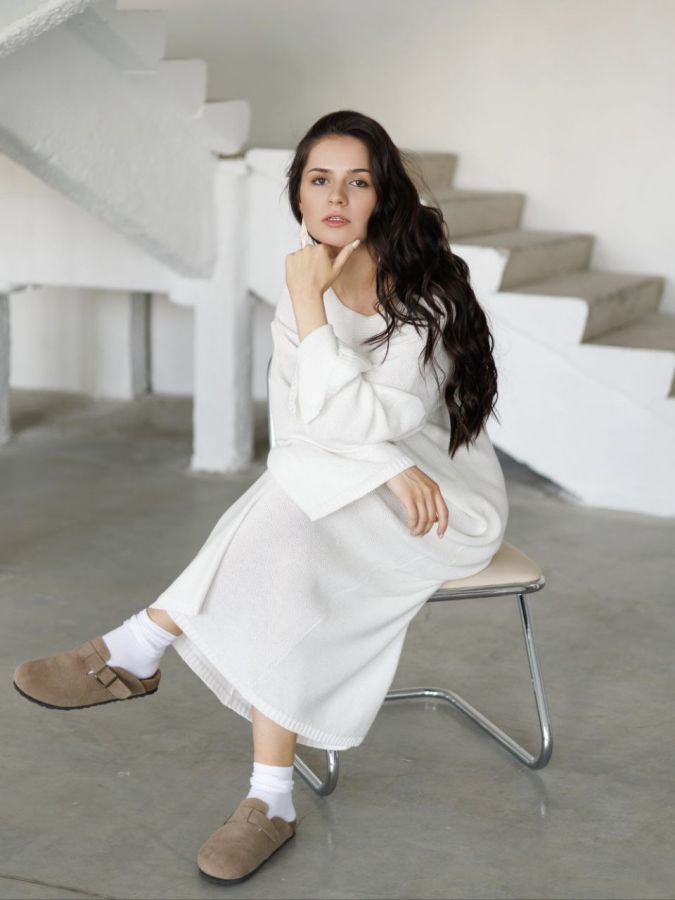 Платье Ondata вязаное молочное