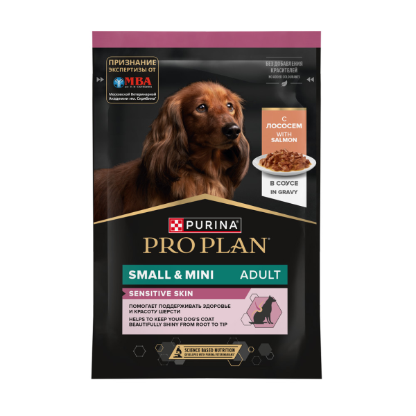 Влажный корм для собак мелких пород Pro Plan Small Mini Sensitive Skin с лососем лососем