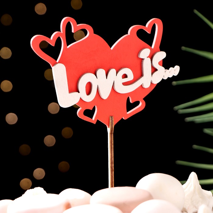 Топпер "Love is", в упаковке, красный, 15?7 см